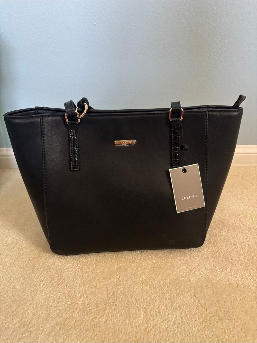 Black Tote with Gold Accent Hardware